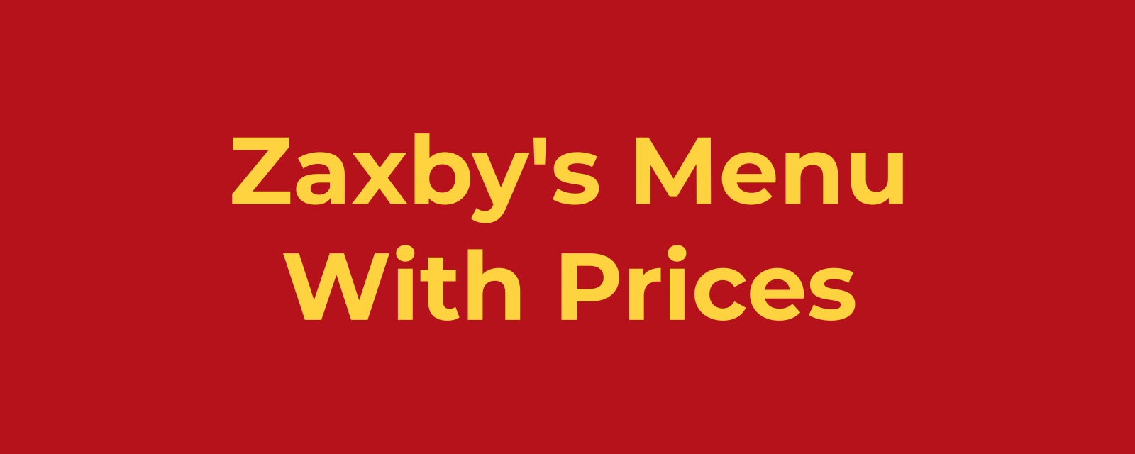 Zaxby's Menu With Prices